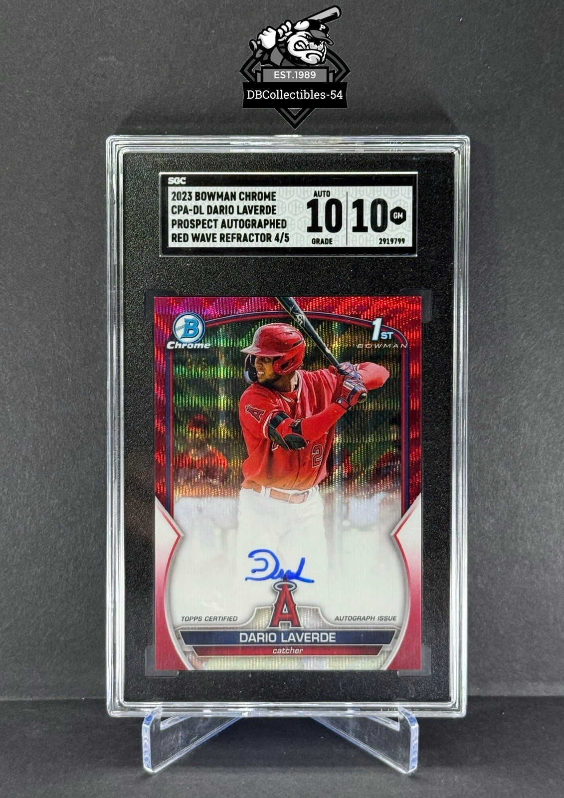 2023 Bowman Chrome Dario Laverde 1st Red Wave Auto 4/5 SGC 10/10 Angels