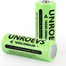 2 Packs 18500 Rechargeable Battery with Button Top,3.7V 2000Mah INR 18500 High