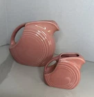 Vintage Fiestaware Rose Pink Large Disc Pitcher And Mini Pitcher Retired