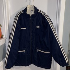 Vintage Adidas Parka Coat Jacket Blue Quilt Lined - Mens Sz XXL - EUC