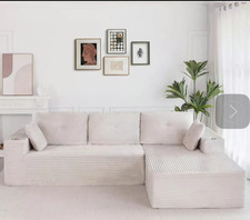 Modular Sectional Couch w/ L-Shape Chaise /cup holders , Modern Boneless Couch