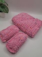 🔥Handmade Pink Tones Soft Blanket And Pillows Set For Barbie Size Dolls