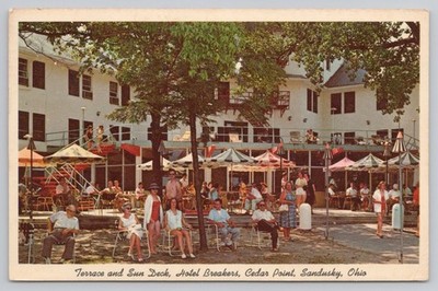 Terrace, Sun Deck, Hotel Breakers, Cedar Point, Sandusky, Ohio OH 1964 Postcard