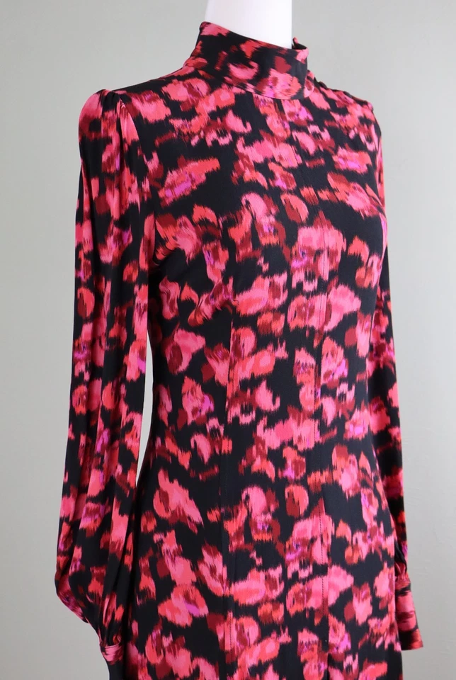 Vestido PROENZA SCHOULER X Barneys $1190 Crepe Ikat Floral Cuello Simulado Talla 6 Foto 3 de 4