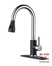 Kitchen Faucets with Pull Down Sprayer, High Arc Single Black Chrome Classic