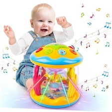 Baby Boys Toys 6-12 Months, Babies Ocean Rotating Lights Up Musical Toys Blue
