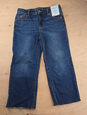 Cat  Jack Girl  s Wide Leg Stretch Raw Hem Denim Jeans Size 10 Adjustable Waist