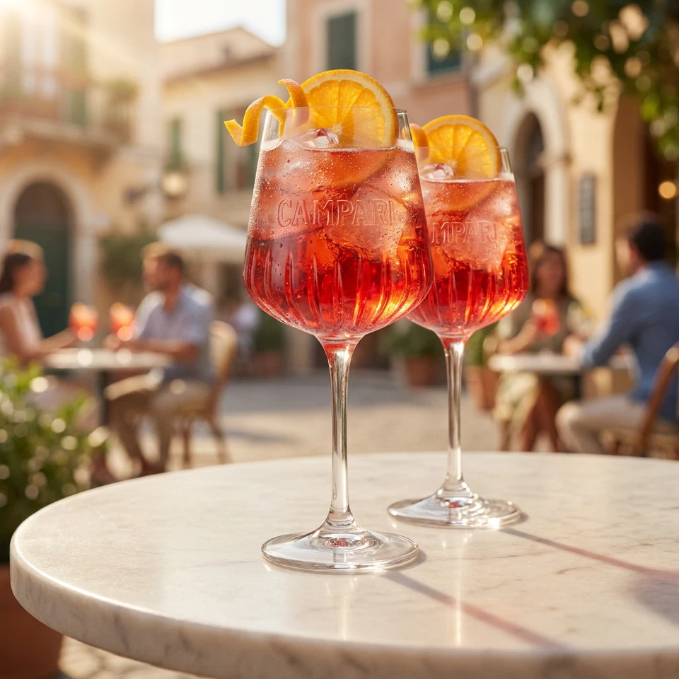 Campari Gläser 6er Set Milano Weinglas Relief Spritz Aperitif 0,49l Stielglas - Bild 2 von 4