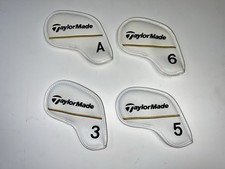Taylor Made White Golf Iron Headcovers Set 3 5 6 A Covers Gold Stripe ZY6