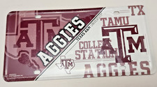 Texas A M Aggies NCAA " Split Design " Metal License Plate