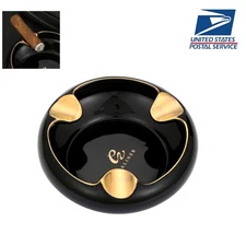 Large Ceramic Cigar Ashtray Round With 3 Slot Cigarette Holders Outdoors Home