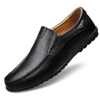 Men's Shoes Casual Genuine Leather Hollow Out Breathable Slip on Driving Shoes