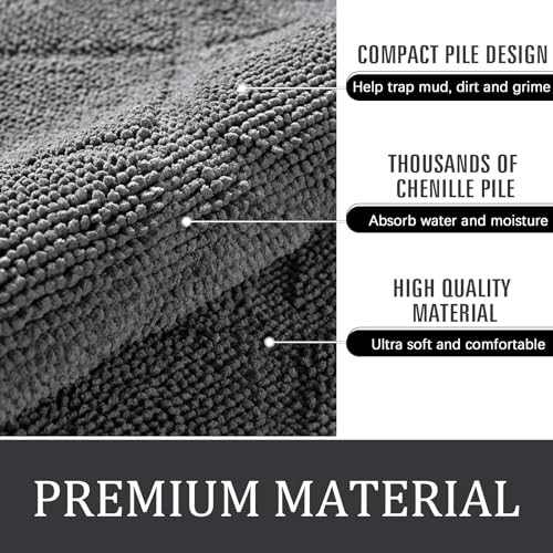 Indoor Door Mat 20x32 Inch, Rubber Backing, Washable 20 in x 32 in Grey - Bild 5 von 8