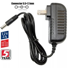 DC12V 2A AC Adapter Power Supply 5.5mm x 2.5mm Tip Wall Charger 12Volt US Plug