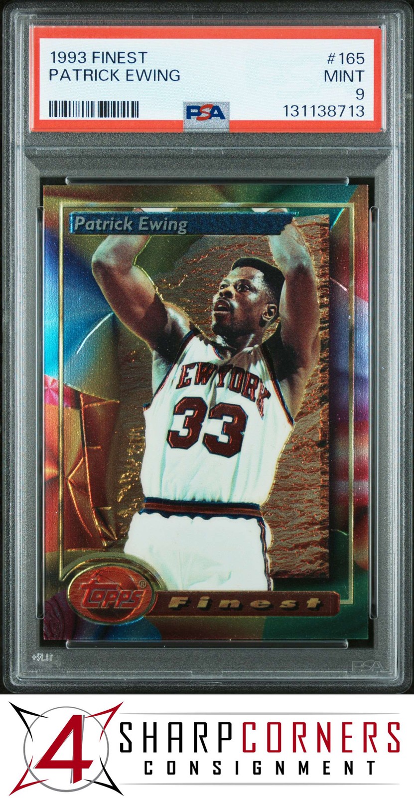 1993 FINEST #165 PATRICK EWING KNICKS HOF PSA 9