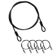 5-Pack Security Cable Lock, 4FT 4mm Stainless Steel Luggage Rope Black 