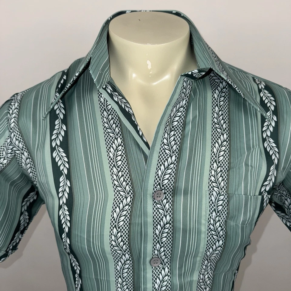 Camisa De Colección Años 60 70 Landmark Poliéster Disco Floral Hippie Nik Mod Para Hombres Mediana Foto 4 de 4