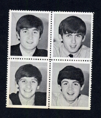 THE BEATLES /  1964 VINTAGE B & W STAMP SET / ALL FOUR LADS!