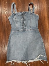 AUTHENTIC REFORMATION Kayla Denim Corset Lace Up Mini Dress Size 10
