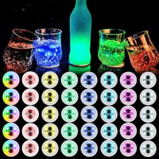 LED Coaster, 40 Pack Light Up Coasters for Drinks,8 Colors Led Bottle Light S...