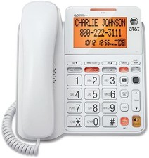 AT&T CL4940 Corded Standard Phone w/ Answering System and Backlit Display, White