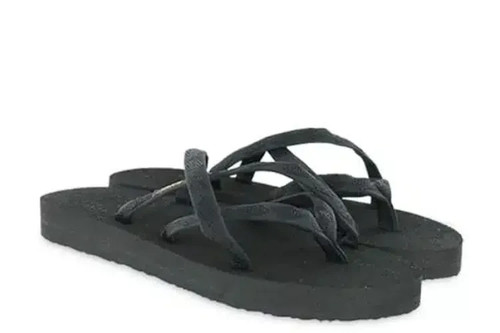 Teva Women's  Olowahu Black on Black  Strappy Flip Flops NEW /tags