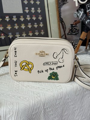 NWT Coach CAT02 Jamie Camera Bag With Sketch Print Pebble Leather Chalk Multi