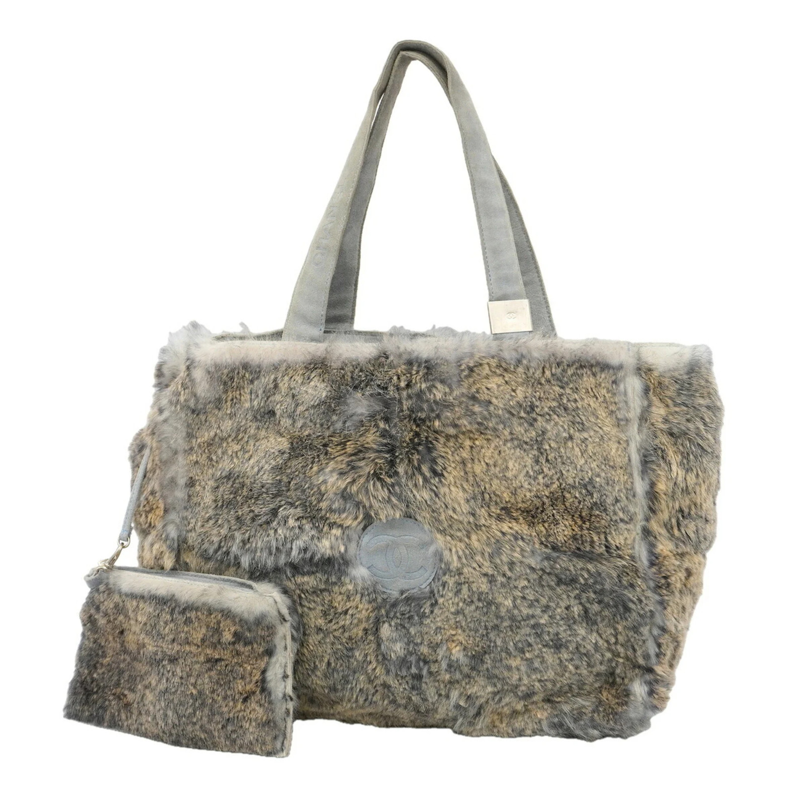 Chanel Tote Bag, Lapin Fur, Brown/Light Blue, Women's… - Gem