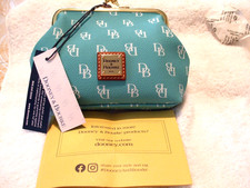 Dooney  Bourke GRETTA Large Kiss Lock Coin Purse, SEA FOAM, COATED COTTON, NWT