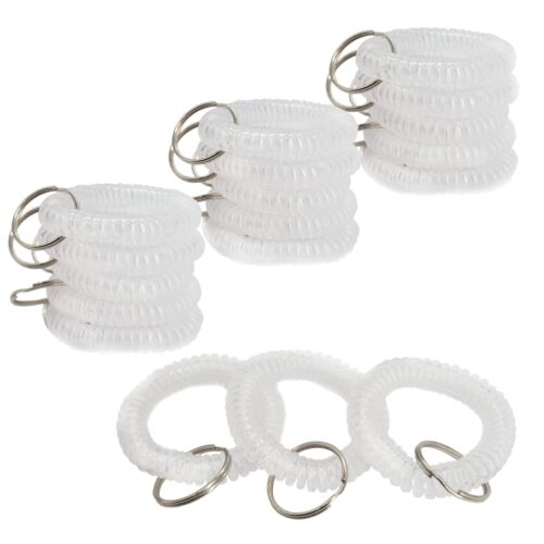 TFoRibbon Stretchable Plastic Wrist Coil Wrist Band Key Ring Chain Holder 50 pcs