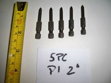 1/4" HEX PHILIPS HEAD SCREWDRIVER BITS P1,P2,P3, LOTS MOST MADE IN USA NOS