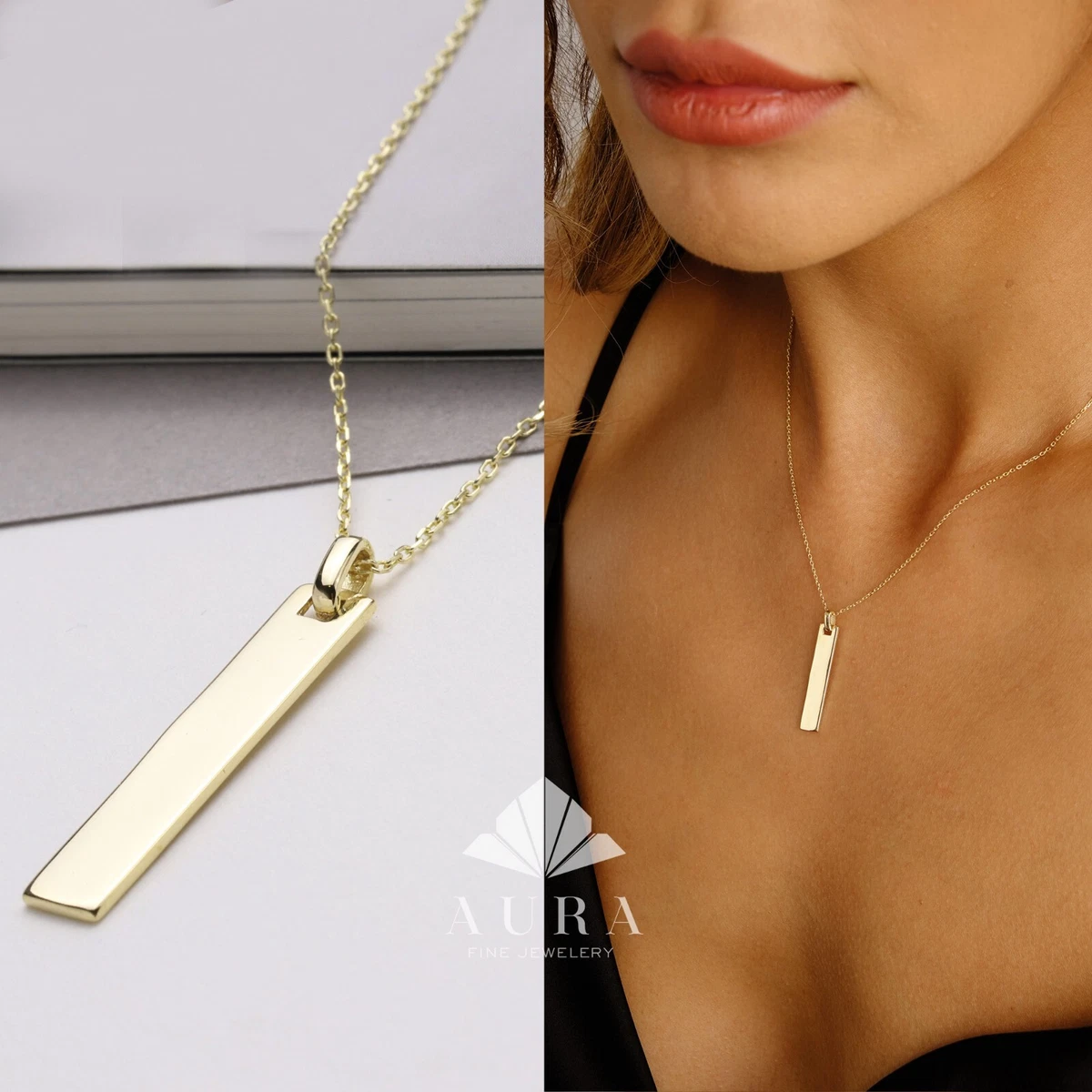 Bar on sale necklace personalized