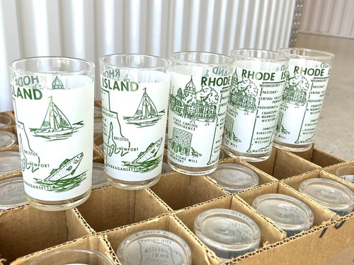 ✨3 DOZEN NOS 1960s VTG Acid Etched RHODE ISLAND Tumbler Cup Glass Lot MCM✨ - Picture 3 of 9
