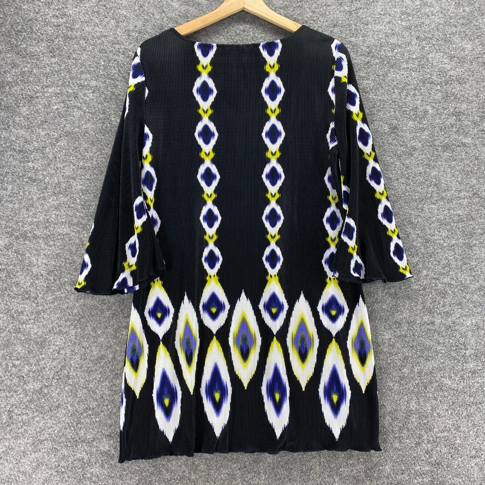 Alfani 女式 M 中号黑色条纹换装短袖圆领连衣裙 — 第 2/4 张图片