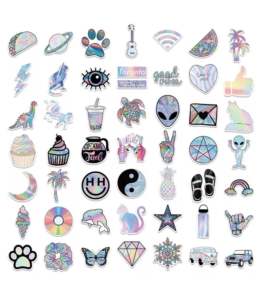 VSCO Pastel Style Stickers 50pk VSCO Cartoon Mixed Fun Stickers FREE SHIPPING - Image 2 of 4