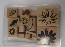 STAMPIN' UP DEFINITELY DECORATIVE DAISY WOOD MOUNT STAMPS SET OF 13 RETIRED