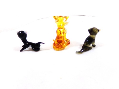 3 FIGURAS DE COLECCIÓN DE VIDRIO SOPLADO EN MINIATURA GATITO GATOS - Imagen 5 de 6