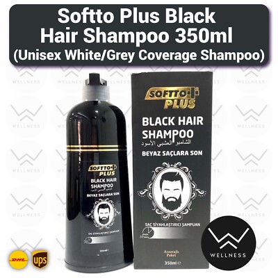 Softto Plus Black Hair Shampoo 350ml (UnisexWhite/Grey Coverage Shampoo)