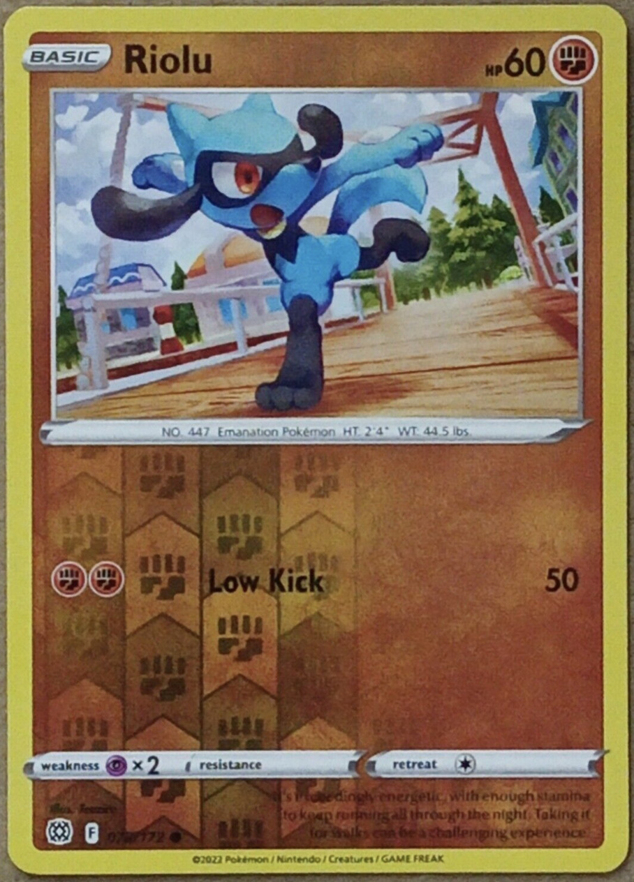 Pokemon - Riolu - 078/172  - Reverse Holo  - Brilliant Stars - New