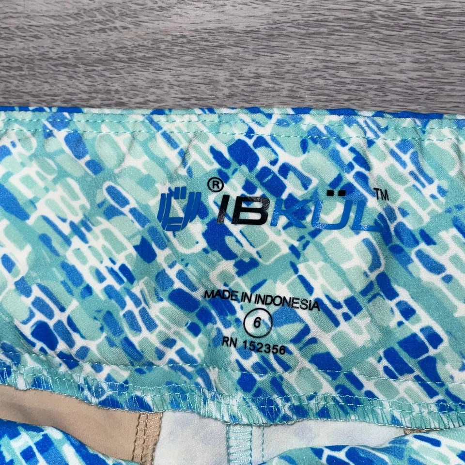 Ibkul Shorts Women’s 6 Bermuda Pull On Geometric UPF 50 Golf Tennis Pickleball - Image 3 of 4