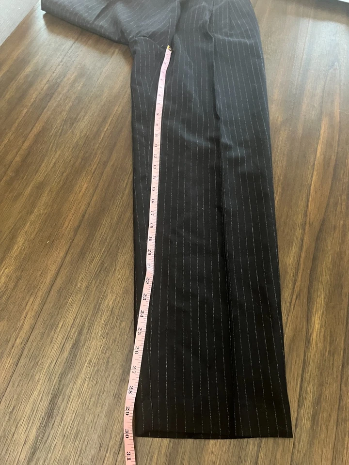 Rafaella wool Dress Pants Size 10 Button Zip Lined black stripe womens wide leg - Image 4 of 4
