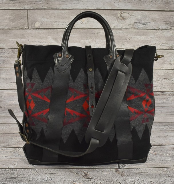Rrl Ralph Lauren Wool Southwestern Indian Blanket Leather Strap Tote Ralph Lauren Rrl Vintage Leather Wool Southwestern Indian Blanket Tote Bag New