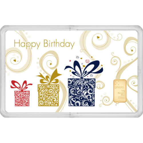 Goldbarren 0,5 g Feingold - philoro Geschenkkarte Happy Birthday - Geburtstag  - Bild 1 von 4
