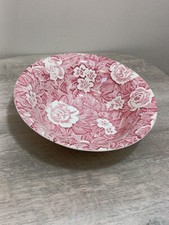 Vintage Burleigh Staffordshire Victorian Pink Floral Chintz Salad Bowl VGC 