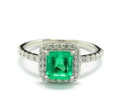 TOP Smaragd-Brillant-Ring KOLUMBIEN 950 Platin Wert 7.290 Euro Neu - Bild 1 von 4