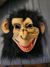 Scary Chimpanzee Monkey Latex Mask with Ears Adult Large/XL - Used