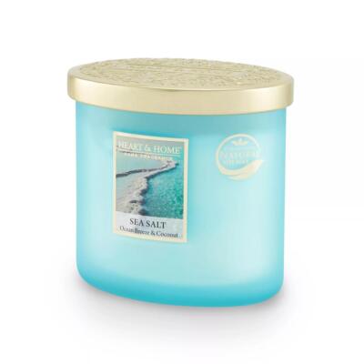 Heart and Home Soja Mischung Ellipse 2Docht 220g Kerze MEERES SALZ Kokos Meeresbrise