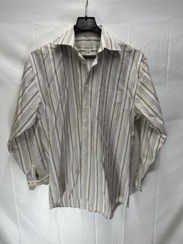 Pronto Uomo Dress Shirt - Men's Medium Brown Pins… - image 1