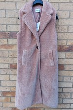 Marella By Max Mara Rivera Faux Fur Camel Gilet Coat Jacket Sleeveless Sz M Bnwt