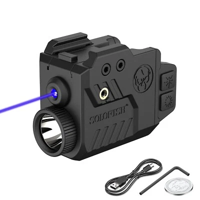 SOLOFISH 700 Lumens Flashlight & Blue Laser Sight for Pistol Handgun Picatinny